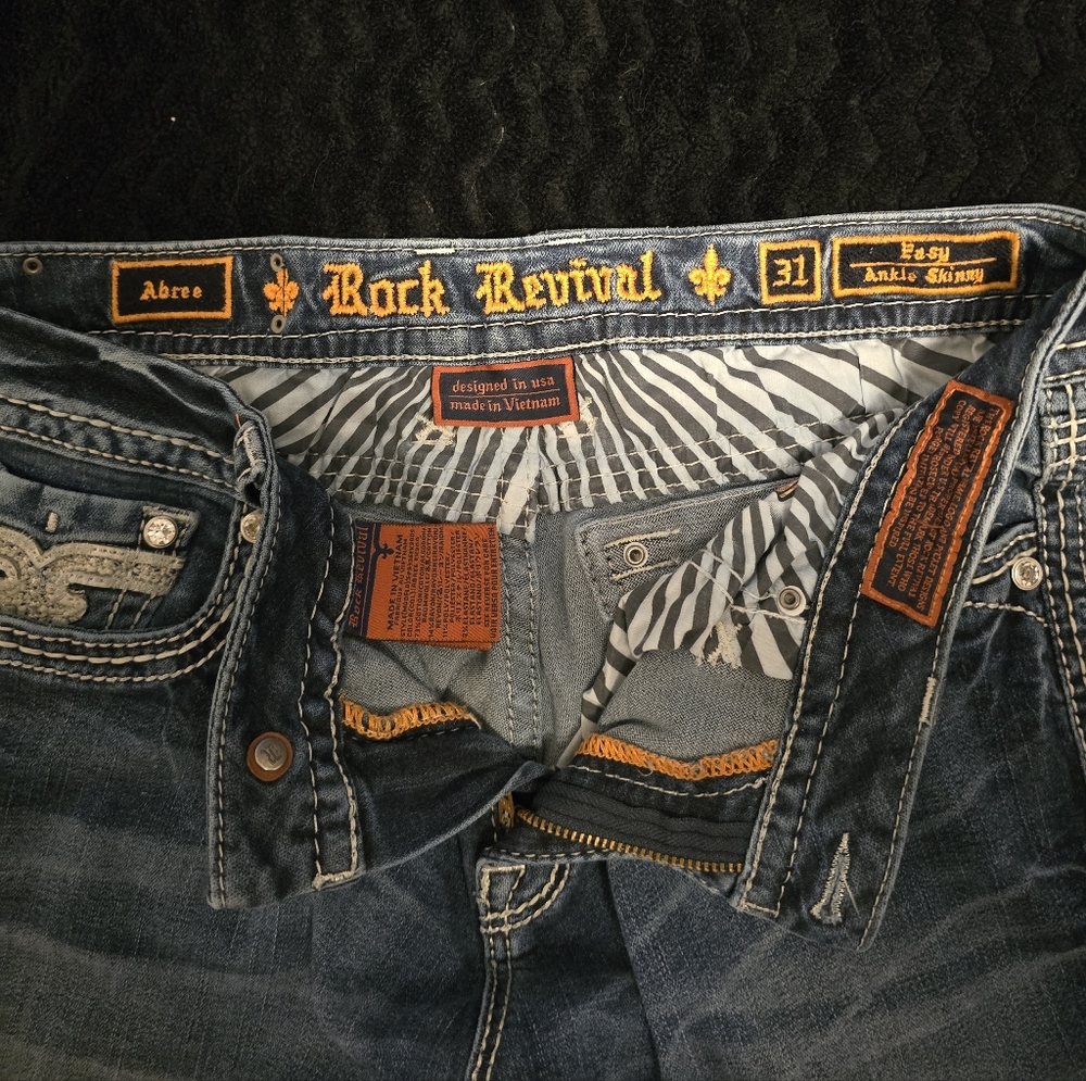 Rock Revival Blue Easy Ankle Skinny Jeans Women's Size 31 - Picture 7 of 7